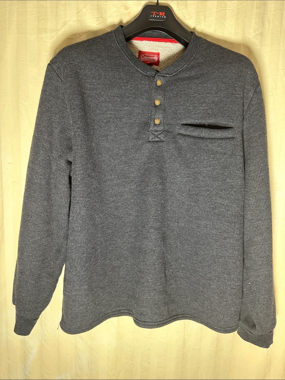 Coleman Men's Charcoal Crewneck Henley Sweater